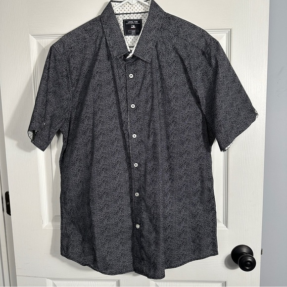 Level Ten Black Patterned Casual Button Down Shirt, size XL, cotton, fall - Picture 1 of 10